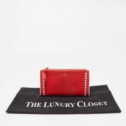 Kate Spade Red Leather Double Zip Clutch