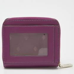 Pre Owned Kate Spade Purple Leather Zip Compact Wallet