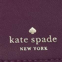 Pre Owned Kate Spade Purple Leather Zip Compact Wallet