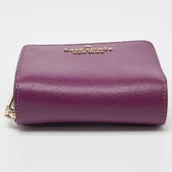 Pre Owned Kate Spade Purple Leather Zip Compact Wallet