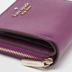 Pre Owned Kate Spade Purple Leather Zip Compact Wallet