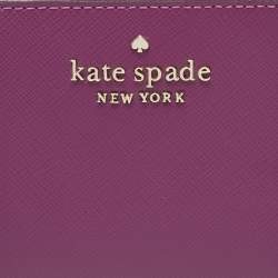 Pre Owned Kate Spade Purple Leather Zip Compact Wallet