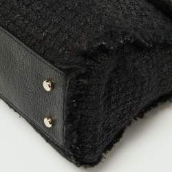 Kate Spade Black Tweed and Leather Turnlock Top Handle Bag