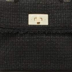 Kate Spade Black Tweed and Leather Turnlock Top Handle Bag