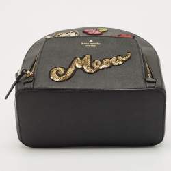 Pre Owned Kate Spade Black Leather New York Meow Sammi Backpack