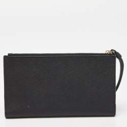 Pre Owned Kate Spade Black Saffiano Leather Spencer Bifold Wristlet Wallet