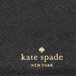 Pre Owned Kate Spade Black Saffiano Leather Spencer Bifold Wristlet Wallet