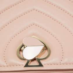 Pre Owned Kate Spade Flapper Pink Leather Medium Convertible Amelia Chain Shoulder Bag