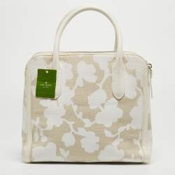 Kate Spade Off White/Beige Canvas And Leather Duncan Satchel