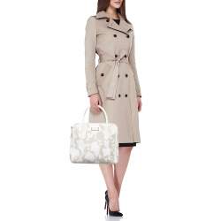 Kate Spade Off White/Beige Canvas And Leather Duncan Satchel