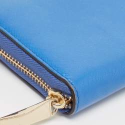 Pre Owned Kate Spade Blue Leather Zip Around Wallet