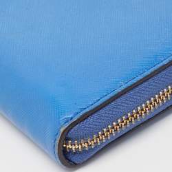 Pre Owned Kate Spade Blue Leather Zip Around Wallet