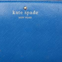 Pre Owned Kate Spade Blue Leather Zip Around Wallet