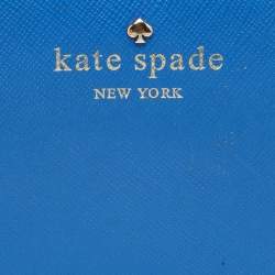 Pre Owned Kate Spade Blue Leather Zip Around Wallet