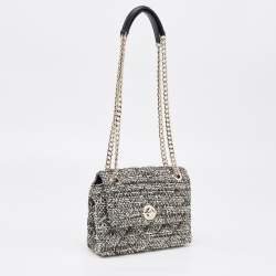 Pre Owned Kate Spade Black Tweed Natalia Flap Shoulder Bag