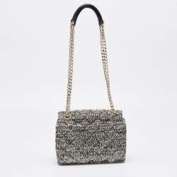 Pre Owned Kate Spade Black Tweed Natalia Flap Shoulder Bag