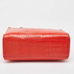 Pre Owned Kate Spade Red Croc Embossed Leather Tote