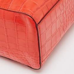 Pre Owned Kate Spade Red Croc Embossed Leather Tote