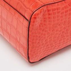 Pre Owned Kate Spade Red Croc Embossed Leather Tote