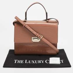 Pre Owned Kate Spade Light Pink Croc Embossed Patent Leather Knightsbridge Doris Top Handle Bag