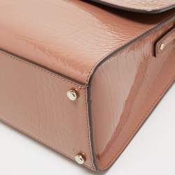 Pre Owned Kate Spade Light Pink Croc Embossed Patent Leather Knightsbridge Doris Top Handle Bag