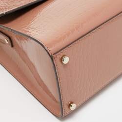 Pre Owned Kate Spade Light Pink Croc Embossed Patent Leather Knightsbridge Doris Top Handle Bag