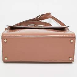 Pre Owned Kate Spade Light Pink Croc Embossed Patent Leather Knightsbridge Doris Top Handle Bag