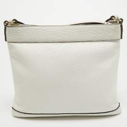 Pre Owned Kate Spade White Leather Lasercut Messenger Bag
