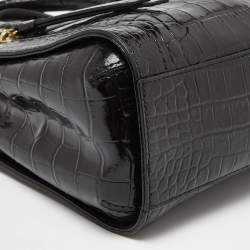 Pre Owned Kate Spade Black Croc Embossed Leather Tote