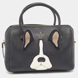 Pre Owned Kate Spade Black Leather French Bulldog Satchel