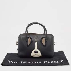 Pre Owned Kate Spade Black Leather French Bulldog Satchel