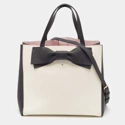 Kate Spade Black/White Leather Bow Tote