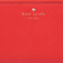 Pre Owned Kate Spade Red Leather Zip Around Continental Wallet