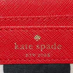 Pre Owned Kate Spade Red Leather Zip Around Continental Wallet