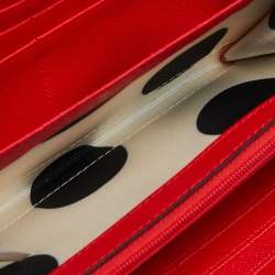 Pre Owned Kate Spade Red Leather Zip Around Continental Wallet
