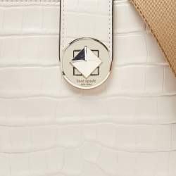 Pre Owned Kate Spade Beige Embossed Leather Mini Audrey Bucket Bag