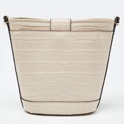 Pre Owned Kate Spade Beige Embossed Leather Mini Audrey Bucket Bag