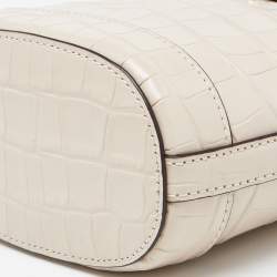 Pre Owned Kate Spade Beige Embossed Leather Mini Audrey Bucket Bag