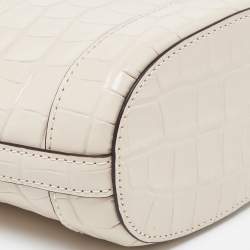 Pre Owned Kate Spade Beige Embossed Leather Mini Audrey Bucket Bag