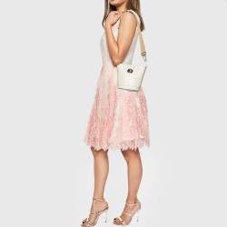 Pre Owned Kate Spade Beige Embossed Leather Mini Audrey Bucket Bag