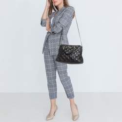 Kate Spade Black Quilted Shimmer Leather Astor Court Grace Bag