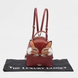 Pre Owned Kate Spade Burgundy Leather So Foxy Fox Convertible Backpack