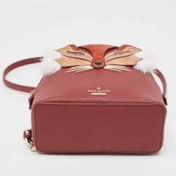 Pre Owned Kate Spade Burgundy Leather So Foxy Fox Convertible Backpack
