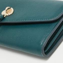 Pre Owned Kate Spade Dark Green Leather Marti Flap Wallet