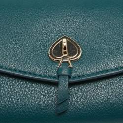 Pre Owned Kate Spade Dark Green Leather Marti Flap Wallet