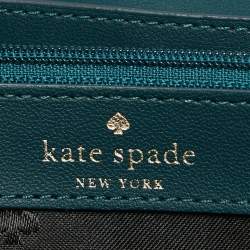 Pre Owned Kate Spade Dark Green Leather Marti Flap Wallet