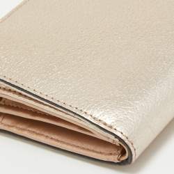 Pre Owned Kate Spade Metallic Peach Leather  Wellesley Wristlet Wallet