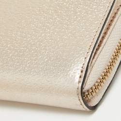 Pre Owned Kate Spade Metallic Peach Leather  Wellesley Wristlet Wallet