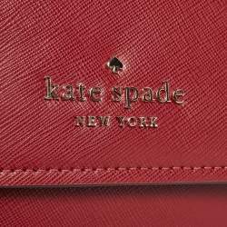 Kate Spade Red Saffiano Leather Staci Flap Shoulder Bag