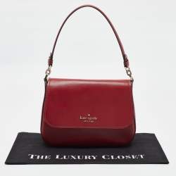 Kate Spade Red Saffiano Leather Staci Flap Shoulder Bag